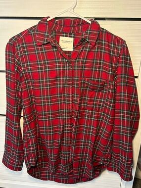 Abercrombie & Fitch Red and Black Plaid Flannel Shirt